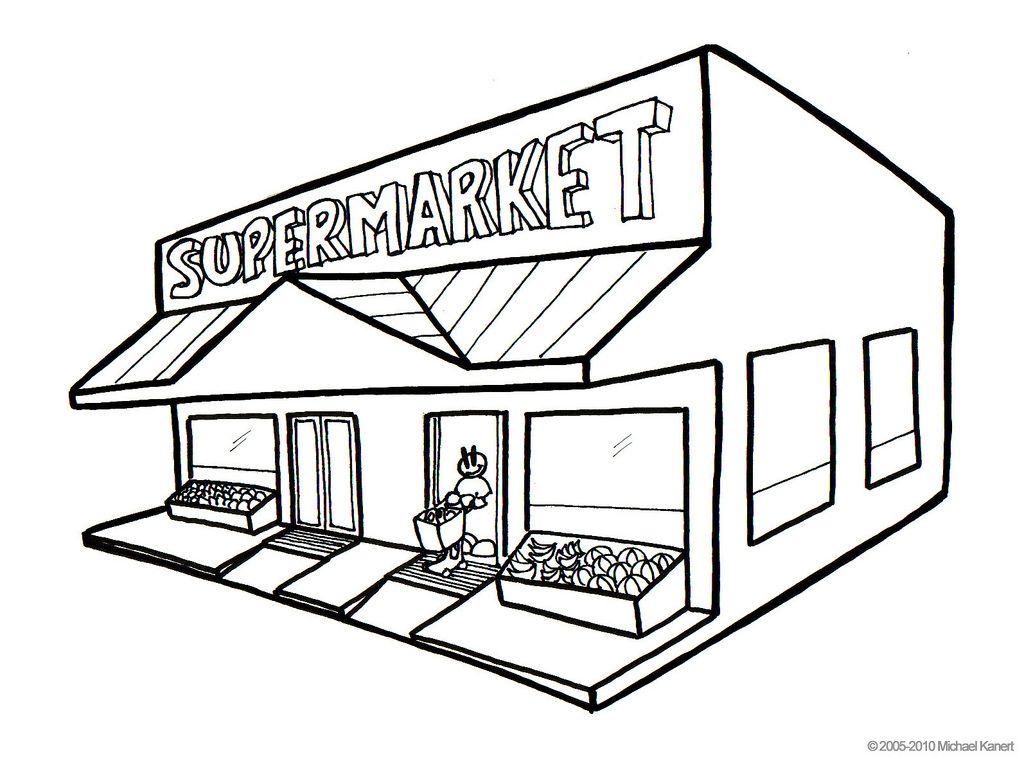 Grocery Store Building Clipart Black And White 1024x759 Grocery Store Building Clipart Black And White