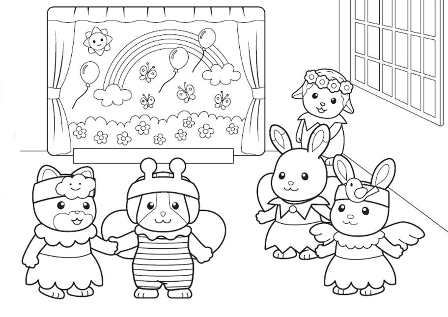 Calico Critters Coloring Pages 912x645 Calico Critters Coloring Pages