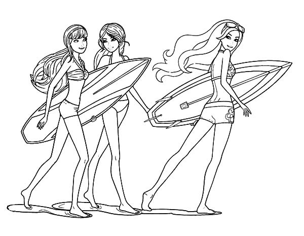 600x465 Merliah Fallon And Hadley Surfing Best Friends Coloring Pages