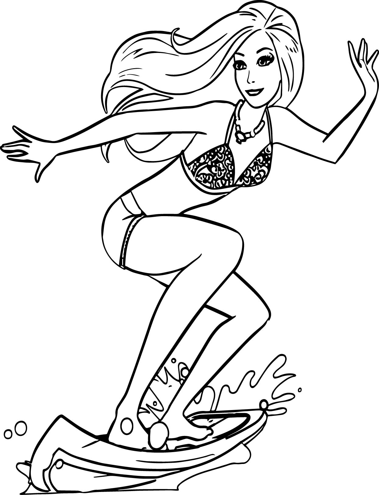 1244x1626 Coloring Pages For Barbie Mermaid Tale Surfing Waves Free