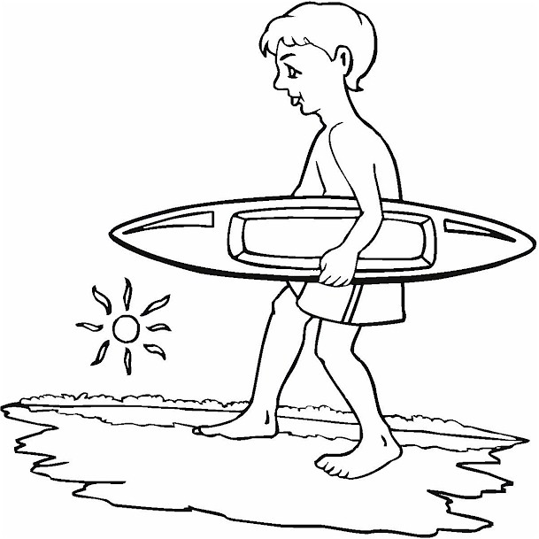 Surfing Boy Coloring Page 609x609 Surfing Boy Coloring Page