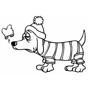 300x300 Sad Dog Wearing Sweater Coloring Page