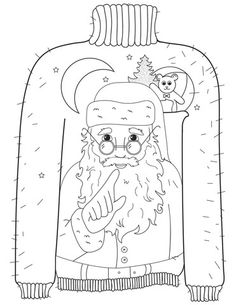 236x305 16 Ugly Christmas Sweater Colouring Pages Ugly Holiday Sweater