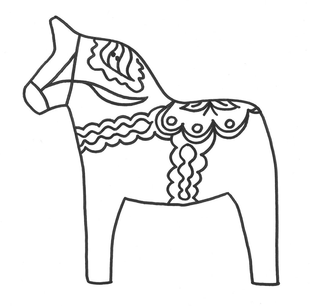 Dala Horse Coloring Page 1024x1009 Dala Horse Coloring Page