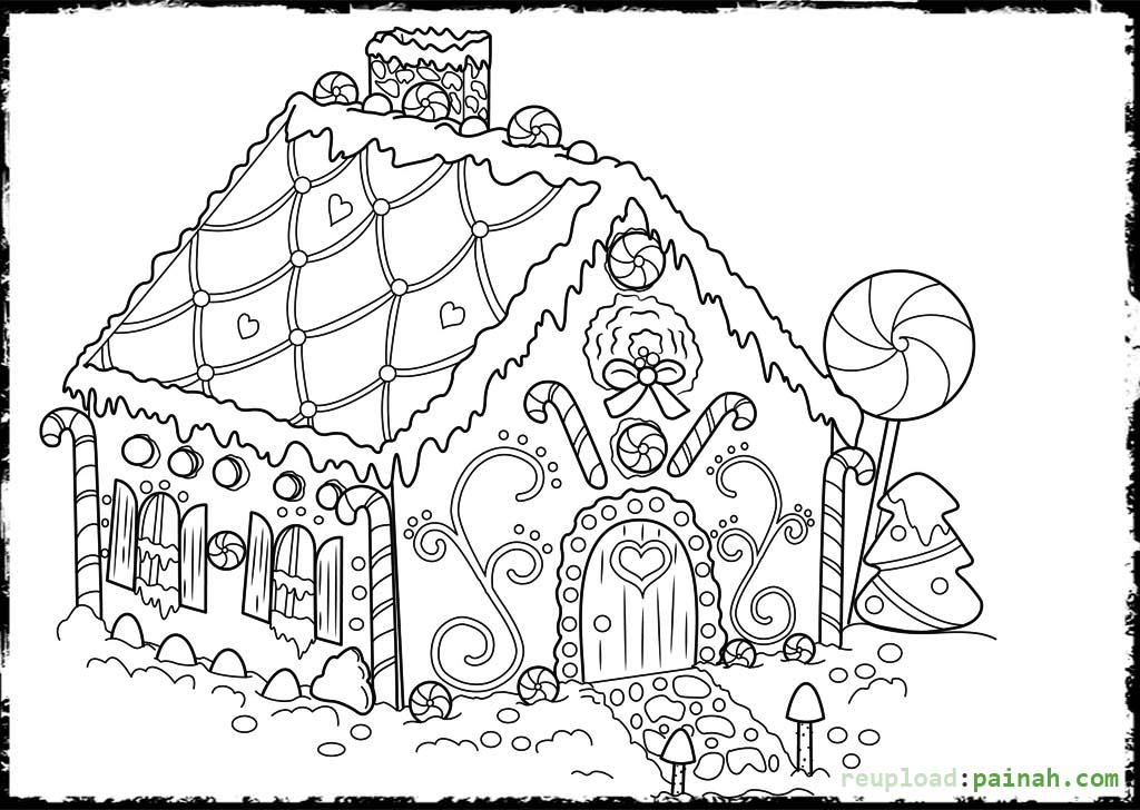 Gingerbread House Coloring Pages 1024x728 Gingerbread House Coloring Pages