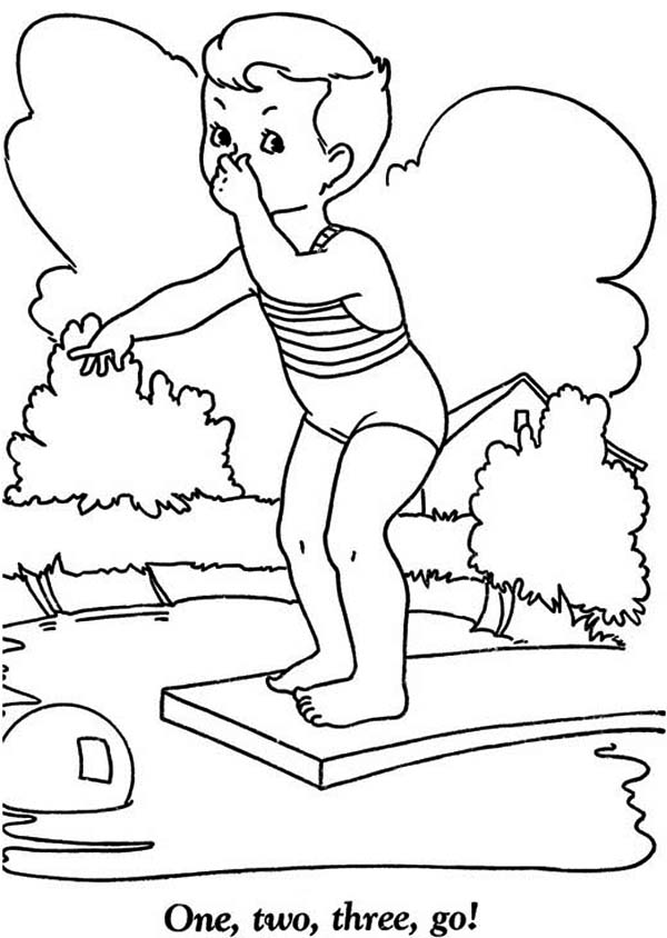 600x844 Summertime Holiday We Swim In The Pool Coloring Page Summertime