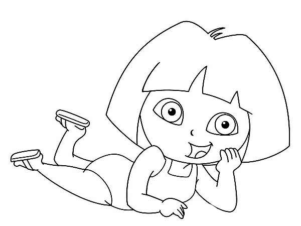 Dora Wearing Swim Suit In Dora The Explorer Coloring Page 600x450 Dora Wearing Swim Suit In Dora The Explorer Coloring Page