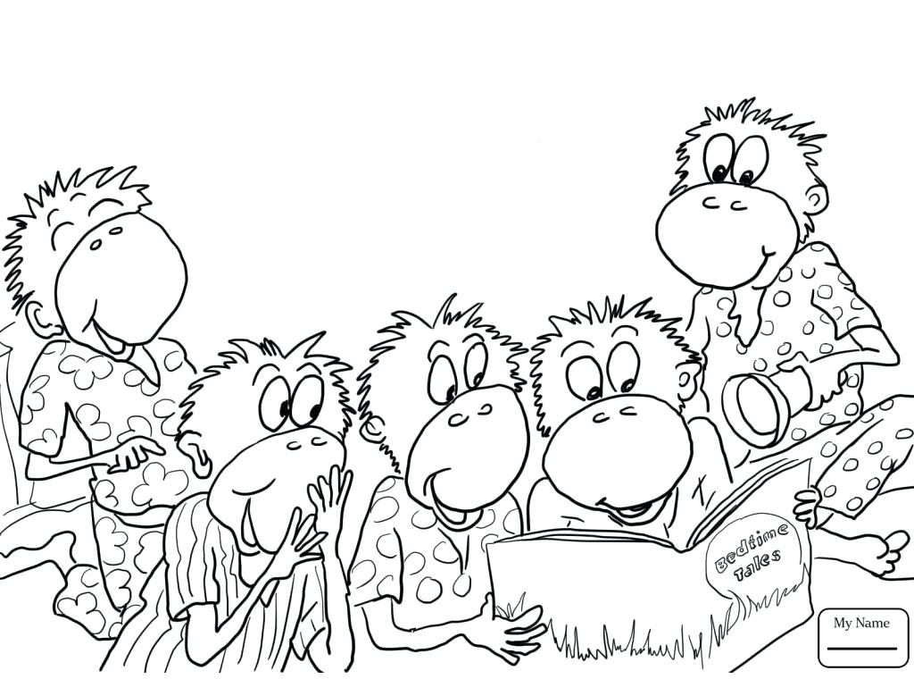 1024x760 Five Little Monkeys Coloring Page Five Little Monkeys Coloring