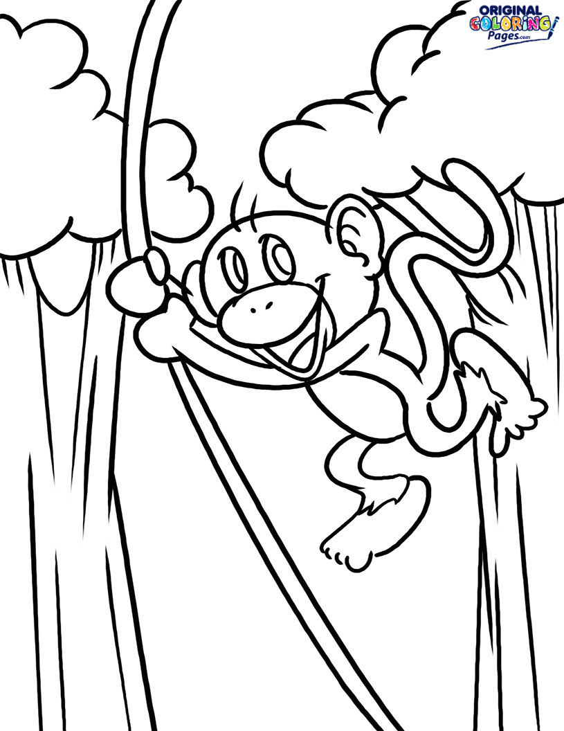 Swinging Monkey Coloring Page at GetColorings.com | Free printable ...