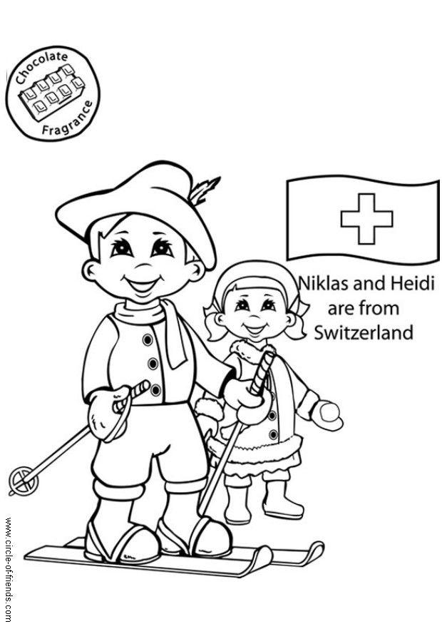 Coloring Page Niklas And Heidi From Switzerland 620x875 Coloring Page Niklas And Heidi From Switzerland