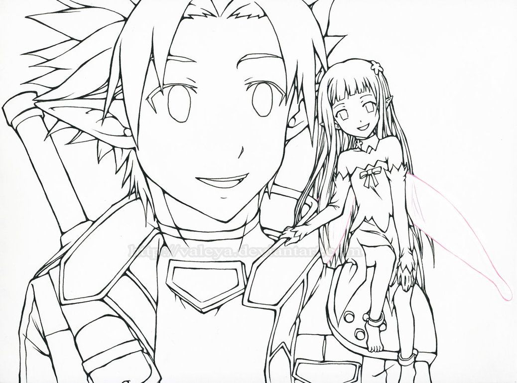 Sword Art Online Kirito Coloring Page Coloring 1038x769 Sword Art Online Kirito Coloring Page Coloring