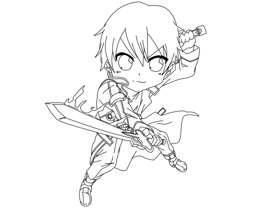 Kirito Coloring Pages Lineart Sword Art Online 900x720 Kirito Coloring Pages Lineart Sword Art Online