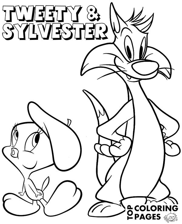 600x740 Tweety And Sylvester Coloring Page To Print Or Download For Free