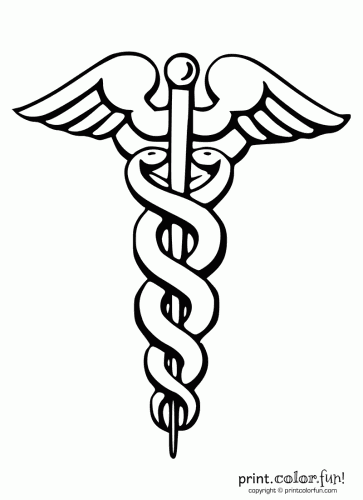 Caduceus Medical Symbol Coloring Page 363x500 Caduceus Medical Symbol Coloring Page
