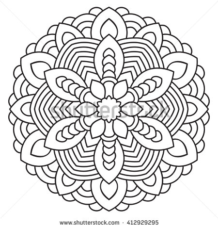 450x470 Symmetrical Circular Pattern Mandala. Oriental Pattern. Coloring
