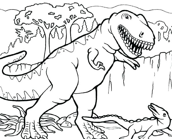 600x483 Trex Coloring Page Baby T Coloring Pages Triceratops Attacking