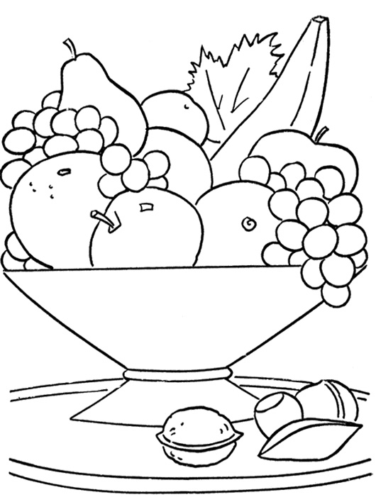 530x701 Fresh Fruit In The Basket Coloring Page Fun Printable'S