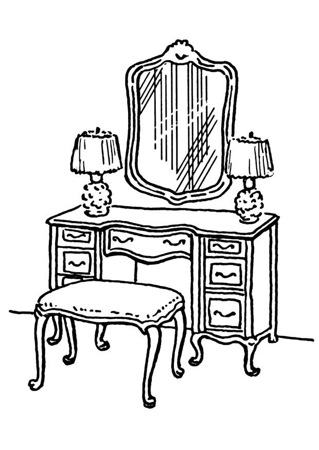 620x875 Coloring Page Dressing Table