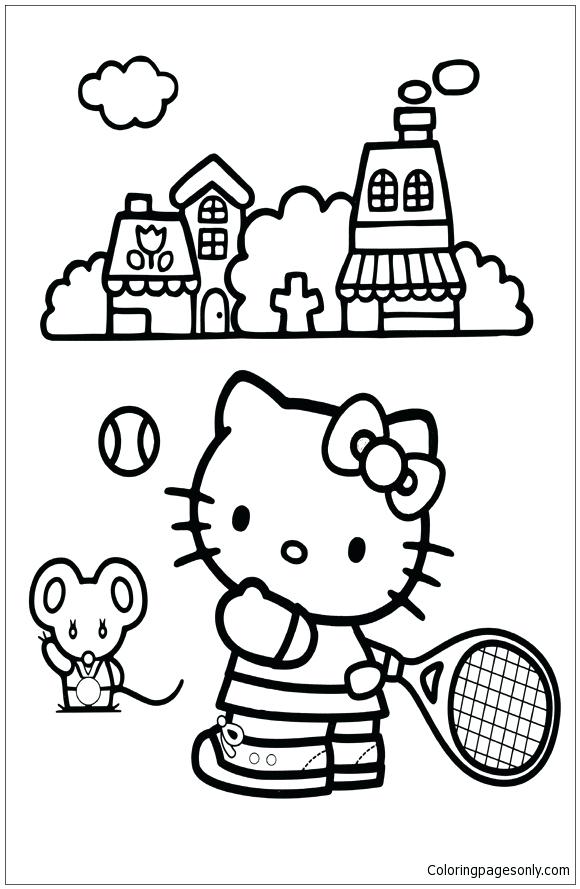 Tennis Coloring Pages Hello Kitty Playing Tennis Coloring Page 580x889 Tennis Coloring Pages Hello Kitty Playing Tennis Coloring Page