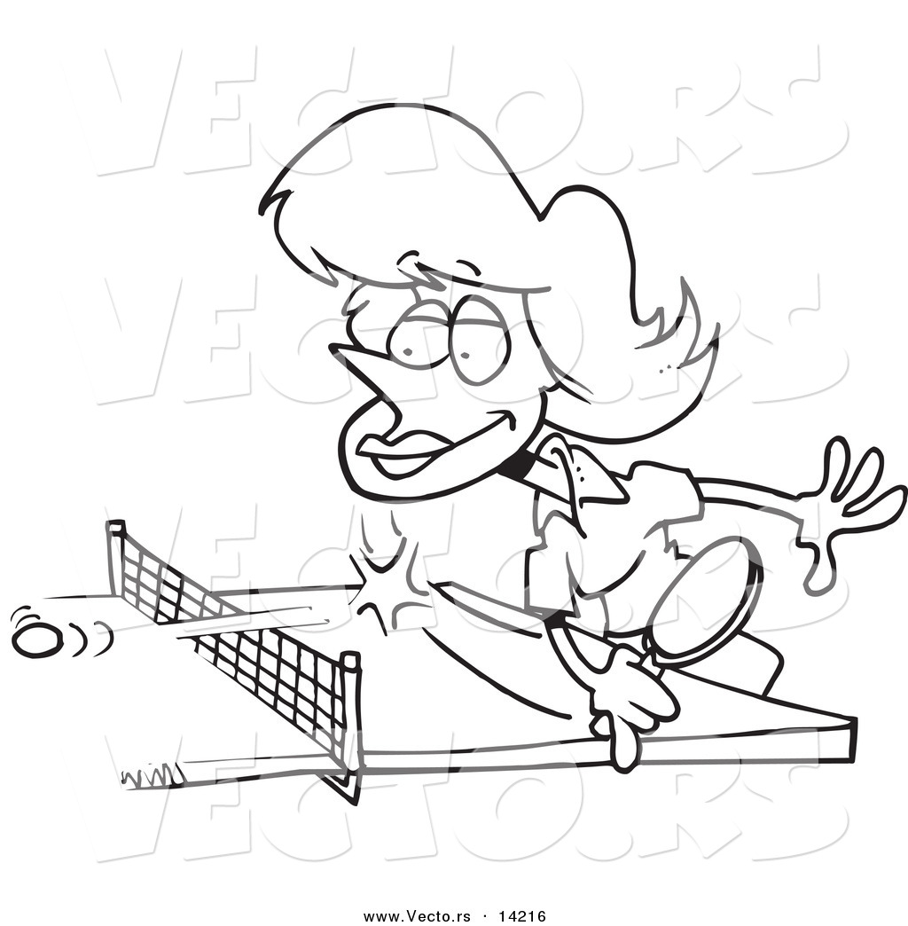 Vector Of A Cartoon Woman Playing Table Tennis 1024x1044 Vector Of A Cartoon Woman Playing Table Tennis