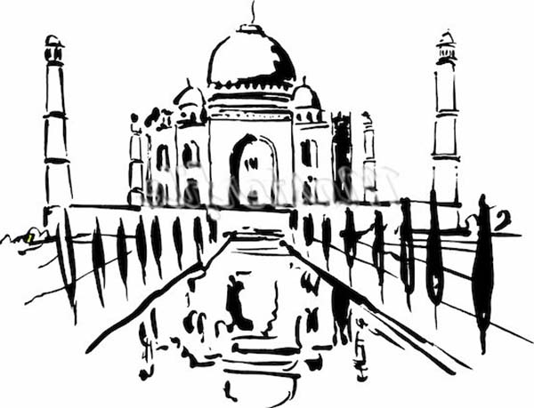 600x459 Taj Mahal Post Card Coloring Page