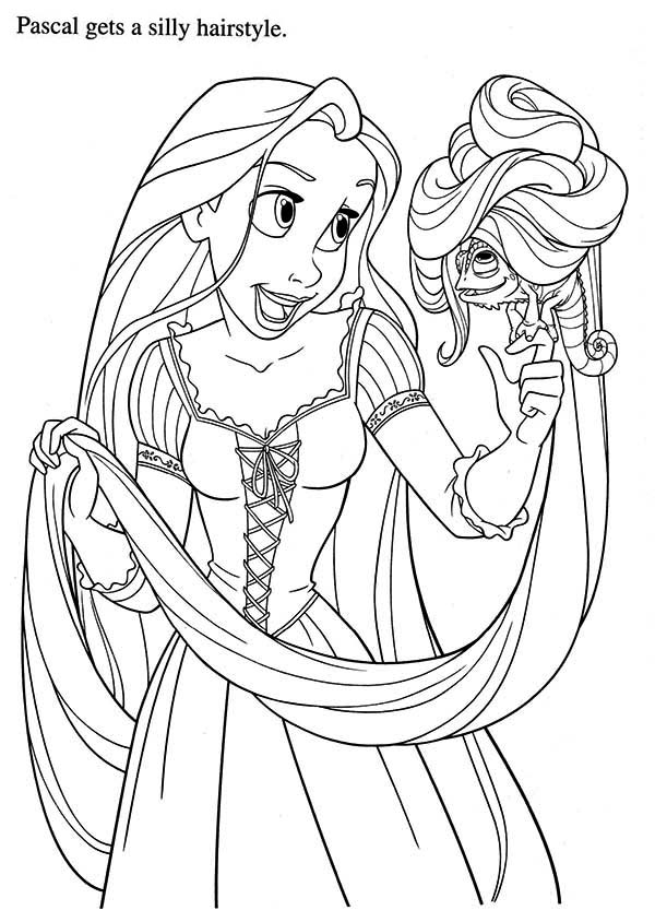 600x844 Tangled Pascal Coloring Pages Getcoloringpages Rapunzel And Pascal