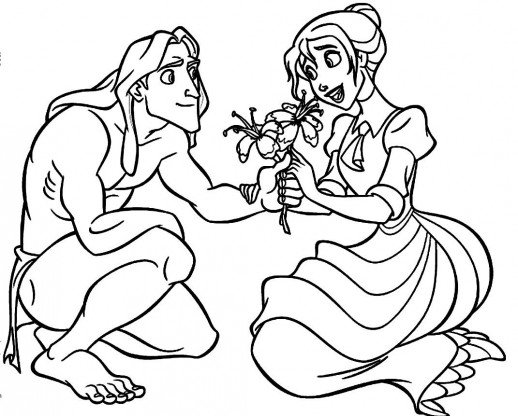 Tarzan And Jane Falling In Love Each Other Coloring Pages 518x416 Tarzan And Jane Falling In Love Each Other Coloring Pages