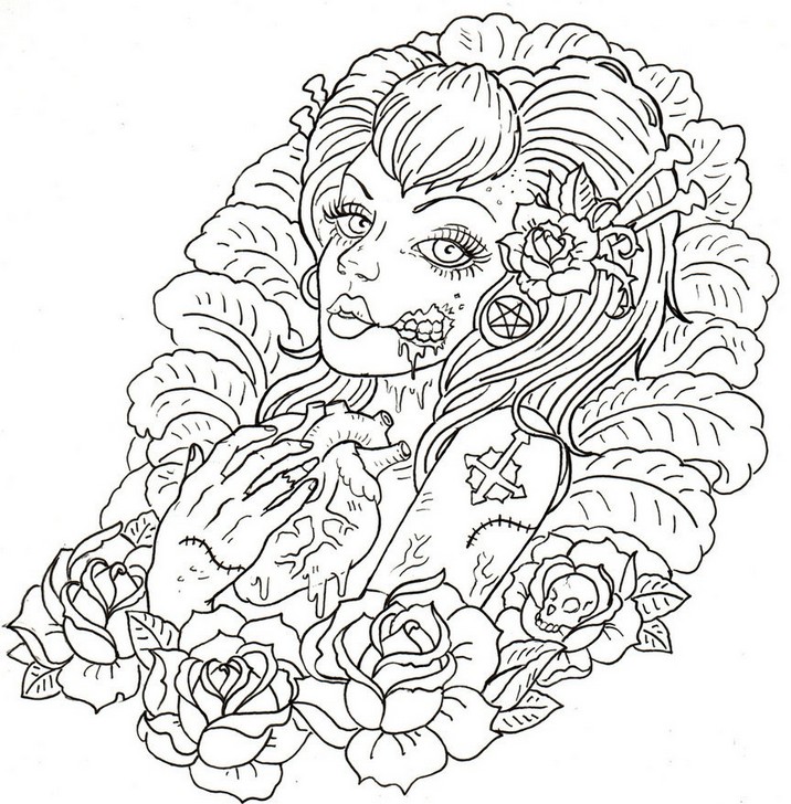 716x728 Tattoo Coloring Pages For Adults Printable In Pretty Draw Photo