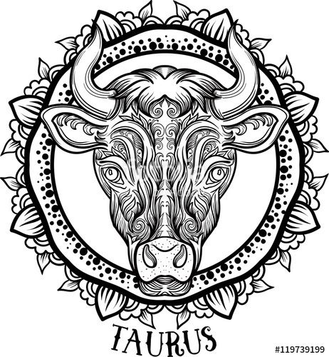 462x500 Taurus In Aztec Style Coloring Page Colouring~zodiac
