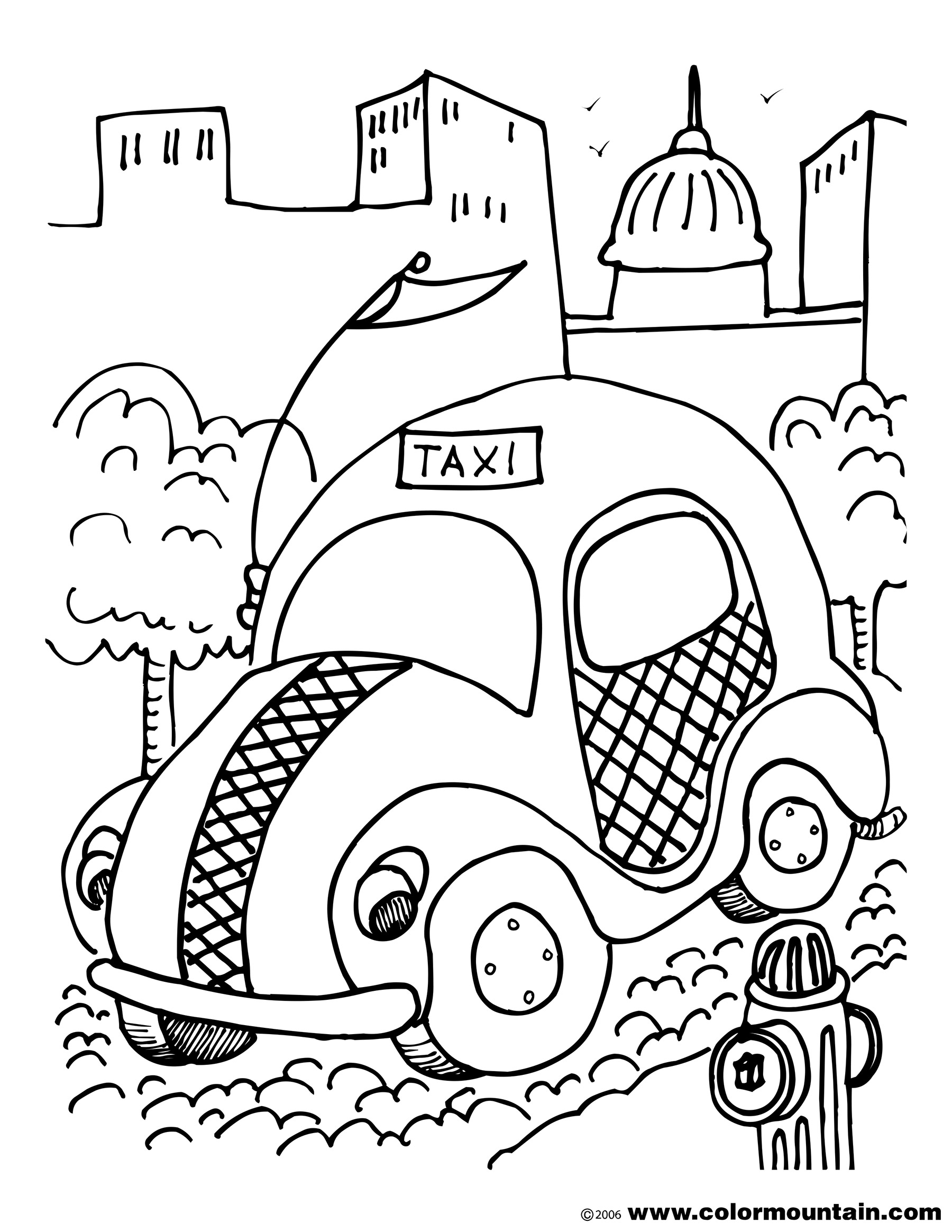 1800x2329 Free Taxi Coloring Sheet