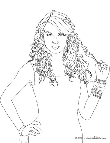 364x470 Taylor Swift Curly Hair Coloring Page Sketch Drawings