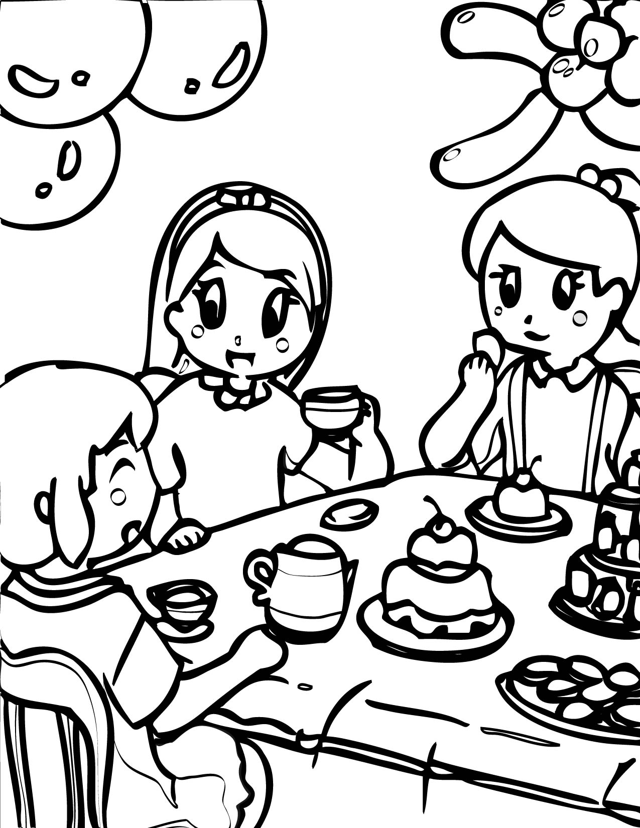 Tea Party Coloring Page 1275x1650 Tea Party Coloring Page
