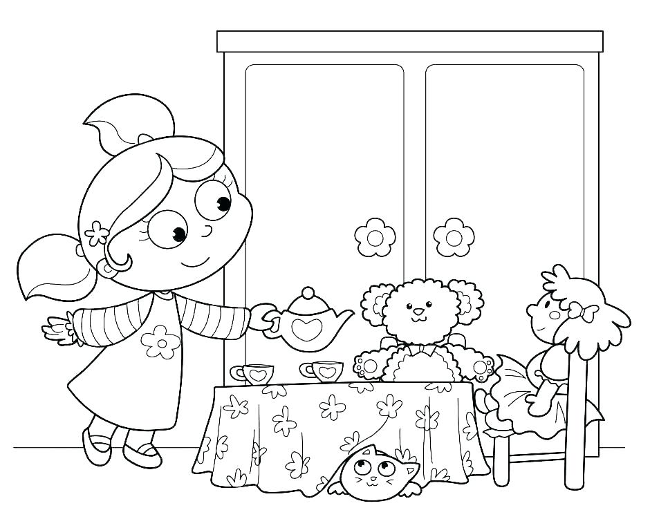Tea Party Coloring Pages 940x751 Tea Party Coloring Pages
