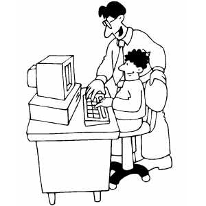 Teacher And Student Working On Computer Free Coloring Sheet 300x300 Teacher And Student Working On Computer Free Coloring Sheet