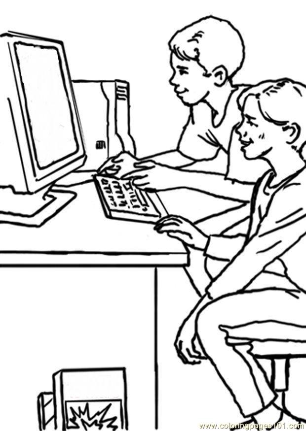 620x875 Kleurplaat Computer 02 Coloring Page