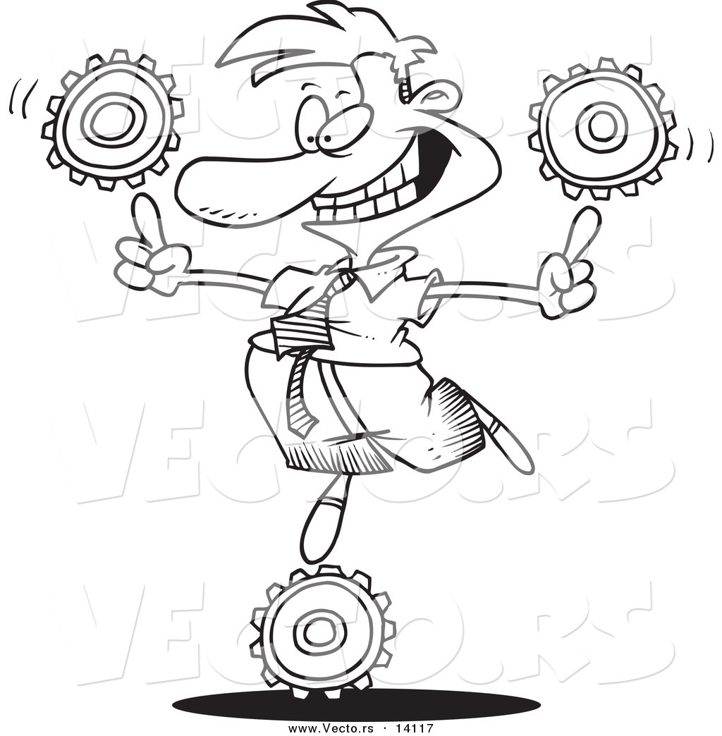 1024x1044 Vector Of A Cartoon Businessman Balancing Technology Gears