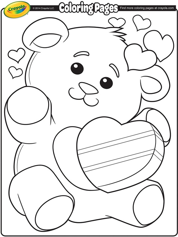 Valentine's Teddy Bear On Coloring Pages 572x762 Valentine's Teddy Bear On Coloring Pages
