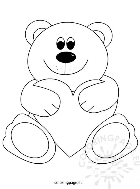 595x804 Teddy Bear Heart Coloring Page