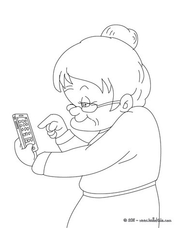 Grandma With A Cell Phone Coloring Pages 364x470 Grandma With A Cell Phone Coloring Pages
