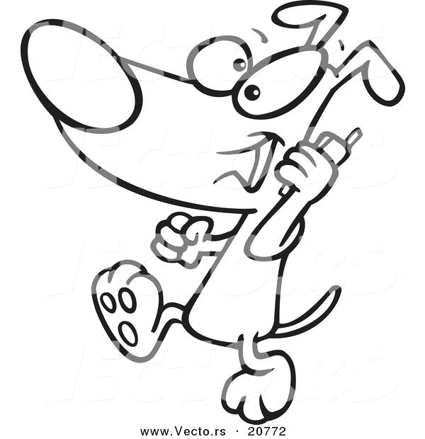 Vector Of A Cartoon Dog Talking On A Cell Phone Coloring Page Free 600x620 Vector Of A Cartoon Dog Talking On A Cell Phone Coloring Page Free