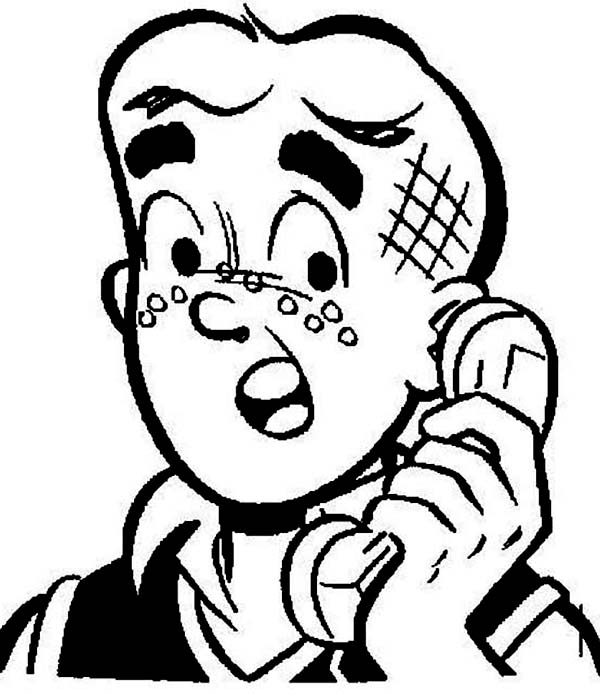 Archie Is On Telephone Coloring Page Color Luna 600x694 Archie Is On Telephone Coloring Page Color Luna