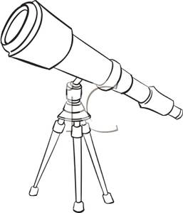 257x300 Clip Art Image A Black And White Telescope