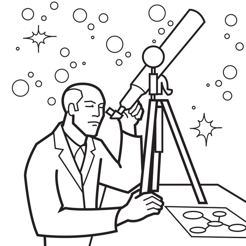 842x842 Telescope Coloring Pages