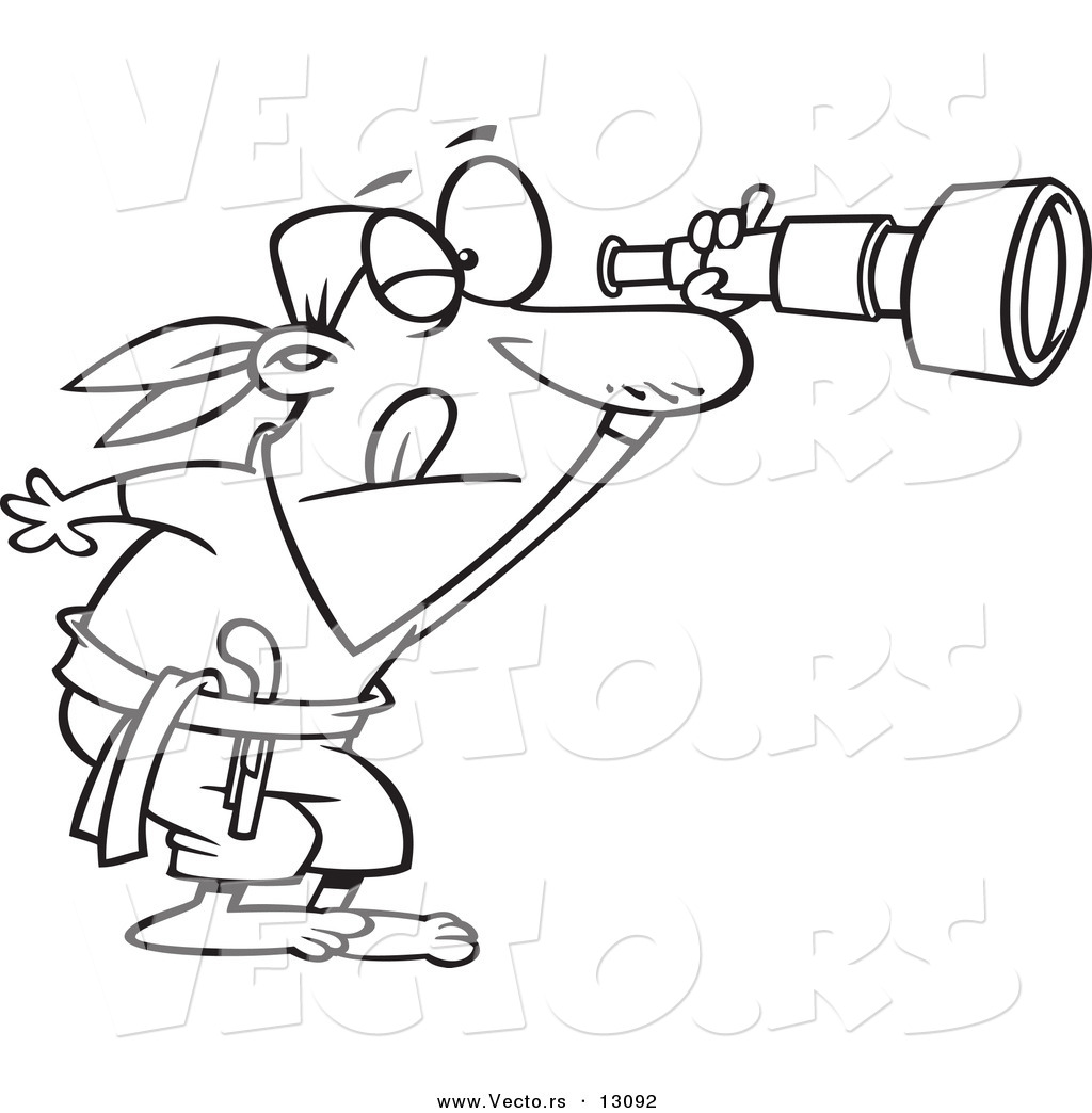 1024x1044 Vector Of A Cartoon Pirate Peering Through A Spyglass Telescope