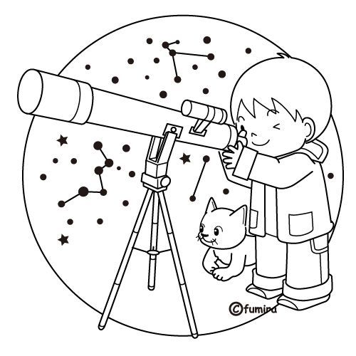 500x500 Coloring Pages Of Telescope Telescope, Free Coloring Pages