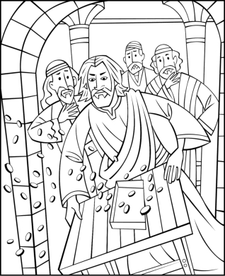 Jesus Clears The Temple Coloring Page Free Sunday School Coloring 318x390 Jesus Clears The Temple Coloring Page Free Sunday School Coloring