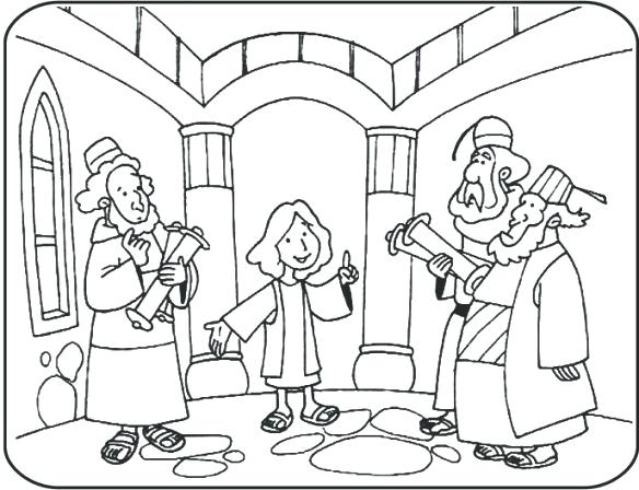 Jesus At Temple Coloring Page At Temple Craft In 584x448 Jesus At Temple Coloring Page At Temple Craft In