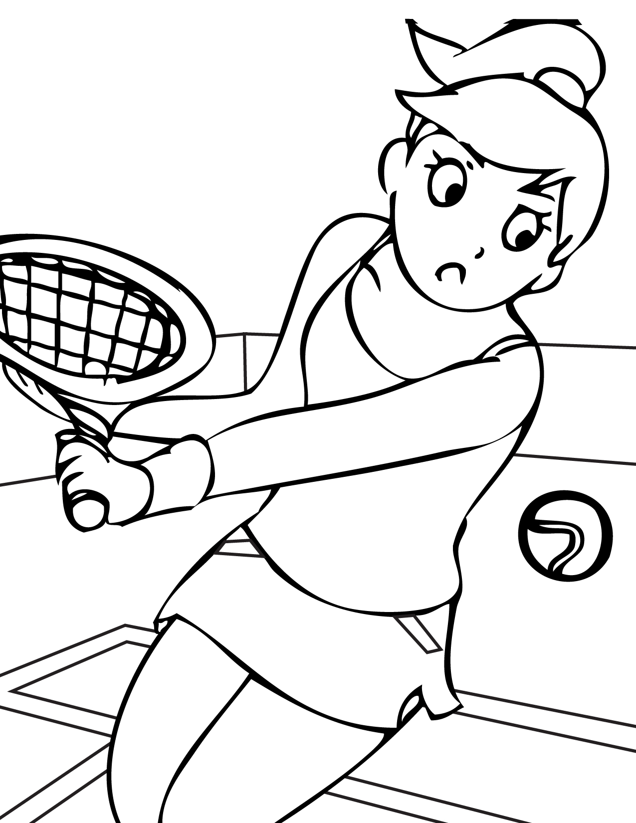 1275x1650 Sports Girl Playing Tennis Free Coloring Page Kids, Sports