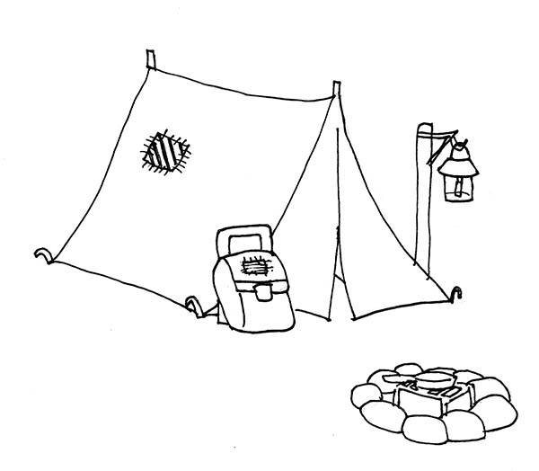 Camping Tent And Campfire Coloring Page Coloring Sun 600x524 Camping Tent And Campfire Coloring Page Coloring Sun
