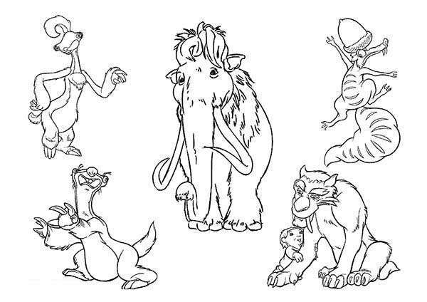 The Animals Of The Ice Age Characters Coloring Pages Batch Coloring 600x424 The Animals Of The Ice Age Characters Coloring Pages Batch Coloring